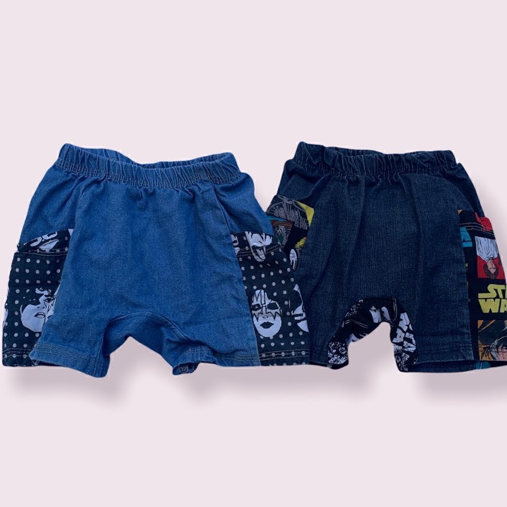Custom Star Wars and Kiss denim unisex baby shorts